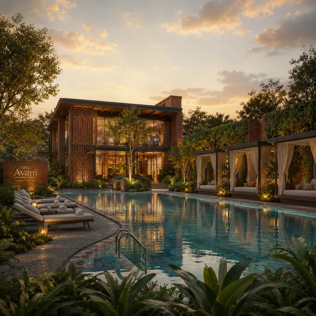 HPR Avani swimming pool deck within the clubhouse precinct HPR Avani swimming pool deck within the clubhouse precinct